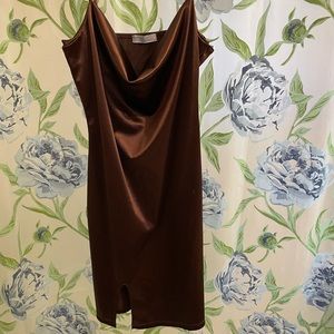 Chocolate Brown Silky Mini Dress